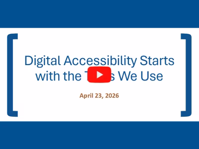 Screenshot of webinar title slide in video player.