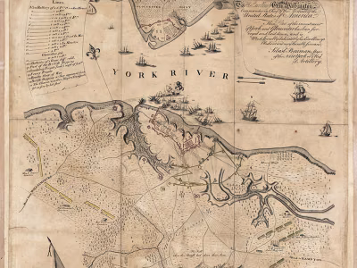 Snippet of a hand-drawn map from the American Revolution.