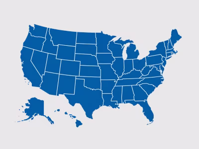 Map of the United States including Alaska and Hawaii